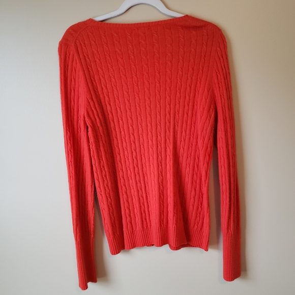J. Crew wool cashmere cable knit orange sweater - Picture 4 of 4
